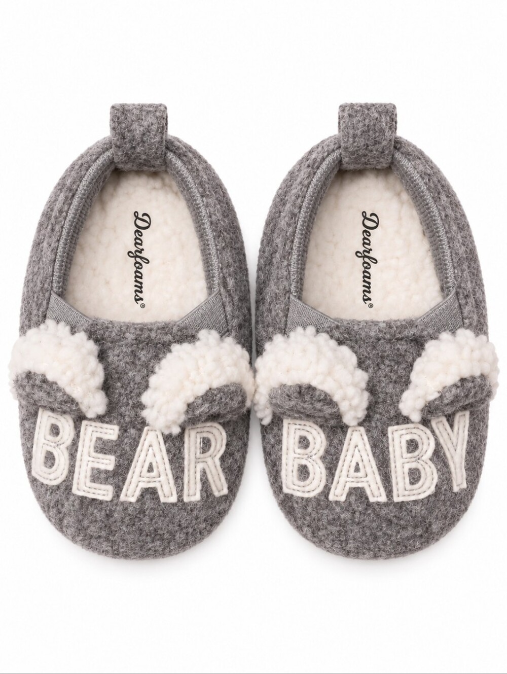 Bear Baby Gray Sherpa Slippers Dearfoams 6-9m